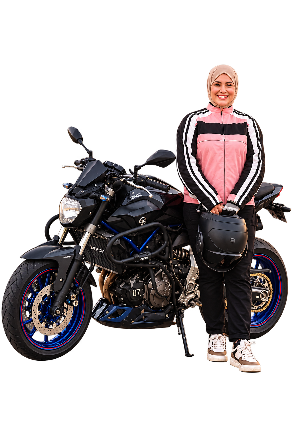 Ichrak avec sa moto